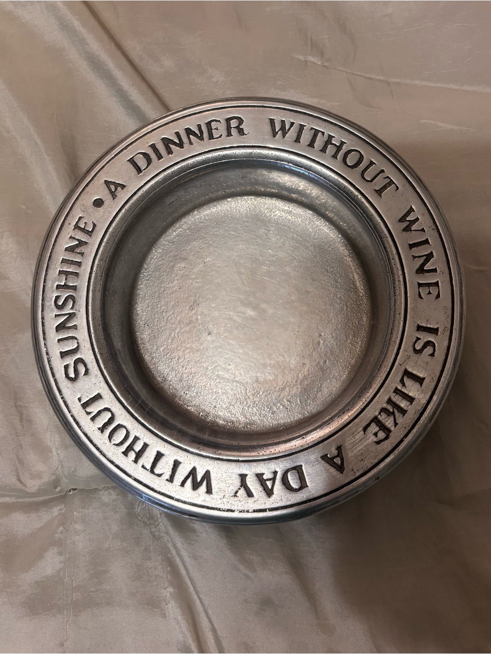Wilton Armetale A Dinner Without Wine is like a Day Without Sunshine Pewter wine